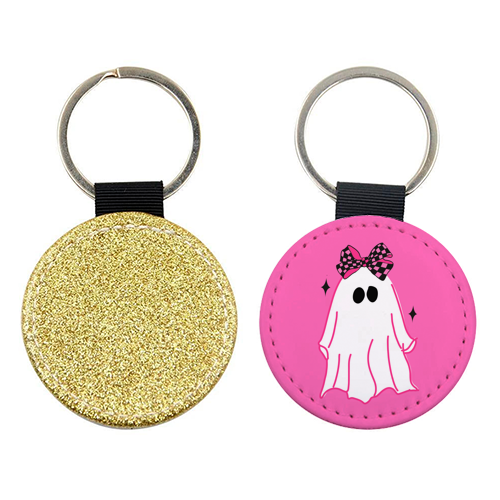 Pink Halloween Ghost - keyring by EZbie