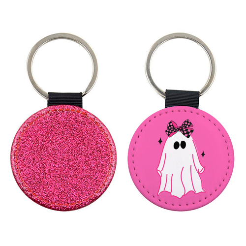 Pink Halloween Ghost - keyring by EZbie
