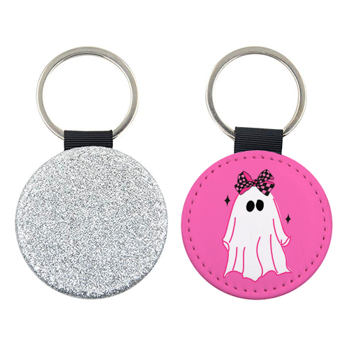 Pink Halloween Ghost - keyring by EZbie