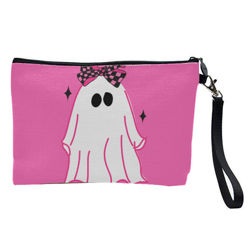 Pink Halloween Ghost - pretty makeup bag by EZbie