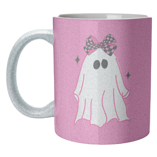 Pink Halloween Ghost - unique mug by EZbie
