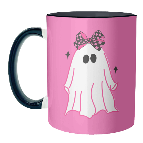 Pink Halloween Ghost - unique mug by EZbie
