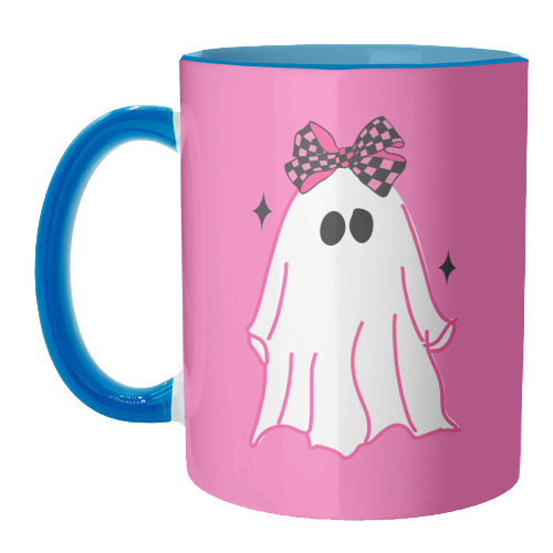 Pink Halloween Ghost - unique mug by EZbie