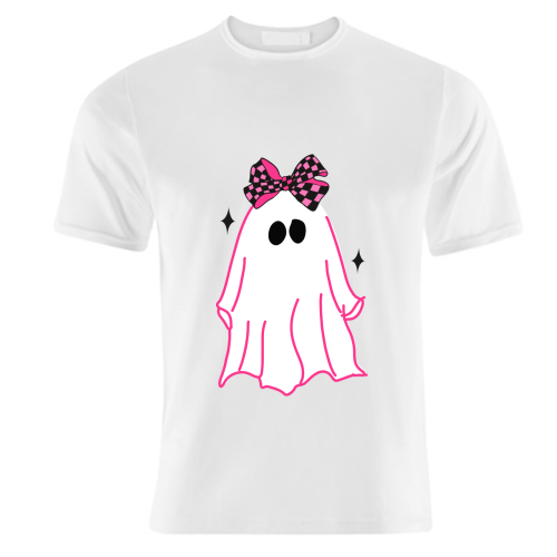 Pink Halloween Ghost - unique t shirt by EZbie
