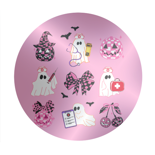 Pink Halloween Nurse Ghost Coquette - Circle Sticker by EZbie