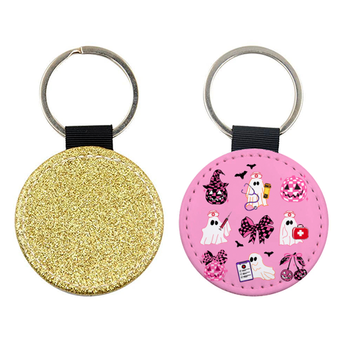 Pink Halloween Nurse Ghost Coquette - keyring by EZbie