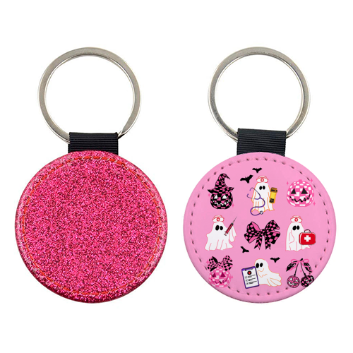 Pink Halloween Nurse Ghost Coquette - keyring by EZbie
