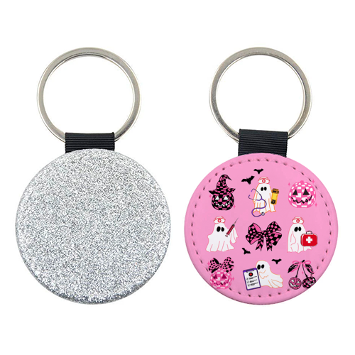 Pink Halloween Nurse Ghost Coquette - keyring by EZbie