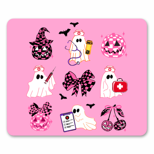 Pink Halloween Nurse Ghost Coquette - mouse mat by EZbie