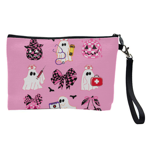 Pink Halloween Nurse Ghost Coquette - pretty makeup bag by EZbie