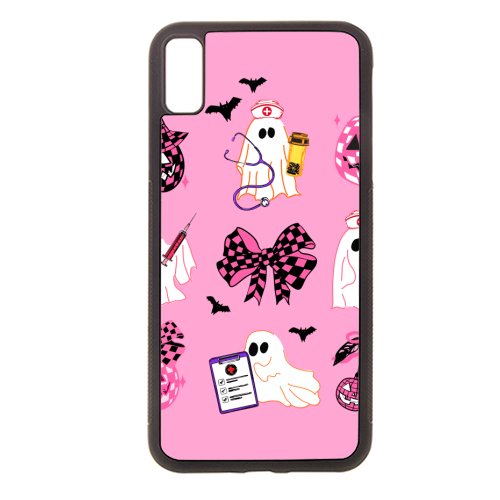 Pink Halloween Nurse Ghost Coquette - stylish phone case by EZbie