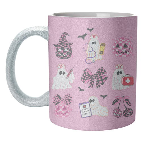 Pink Halloween Nurse Ghost Coquette - unique mug by EZbie