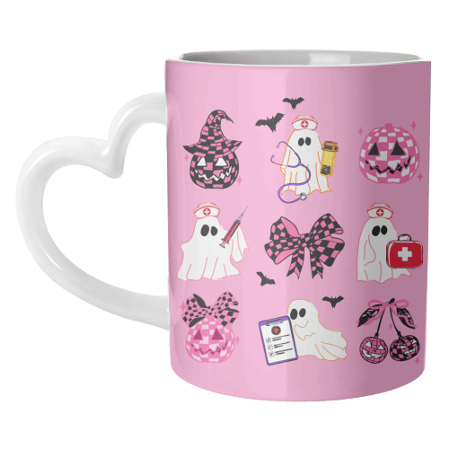 Pink Halloween Nurse Ghost Coquette - unique mug by EZbie