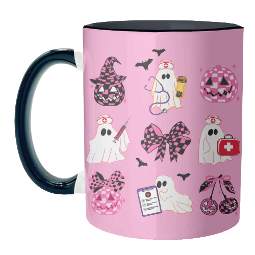 Pink Halloween Nurse Ghost Coquette - unique mug by EZbie