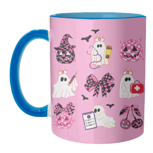 Pink Halloween Nurse Ghost Coquette - unique mug by EZbie
