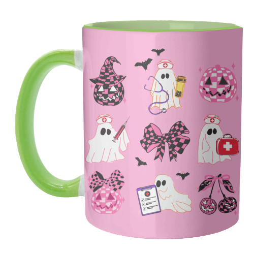 Pink Halloween Nurse Ghost Coquette - unique mug by EZbie