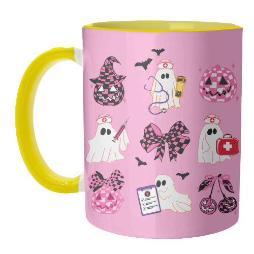 Pink Halloween Nurse Ghost Coquette - unique mug by EZbie