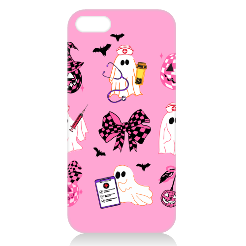 Pink Halloween Nurse Ghost Coquette - unique phone case by EZbie