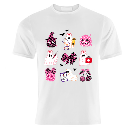 Pink Halloween Nurse Ghost Coquette - unique t shirt by EZbie