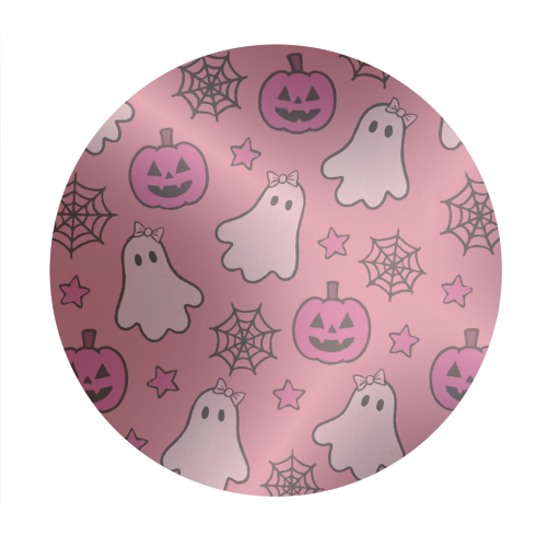 Pink Halloween pattern - Circle Sticker by Giddy Kipper