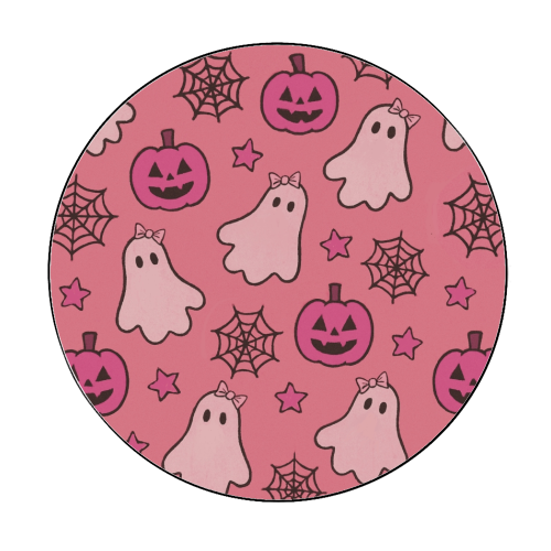 Pink Halloween pattern - Circle Sticker by Giddy Kipper