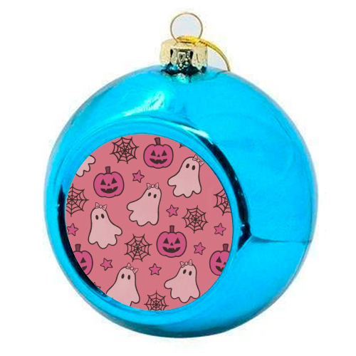 Pink Halloween pattern - colourful christmas bauble by Giddy Kipper