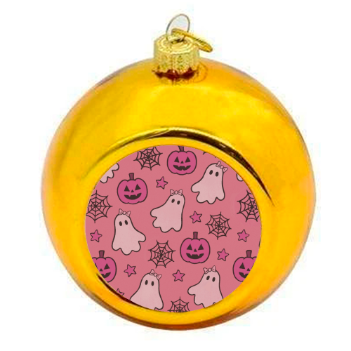 Pink Halloween pattern - colourful christmas bauble by Giddy Kipper