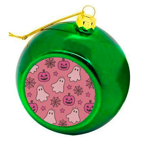 Pink Halloween pattern - colourful christmas bauble by Giddy Kipper
