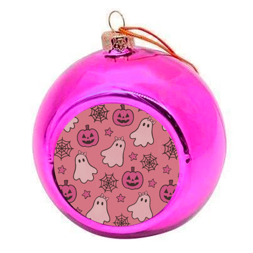 Pink Halloween pattern - colourful christmas bauble by Giddy Kipper