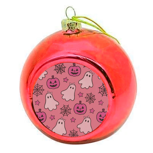 Pink Halloween pattern - colourful christmas bauble by Giddy Kipper