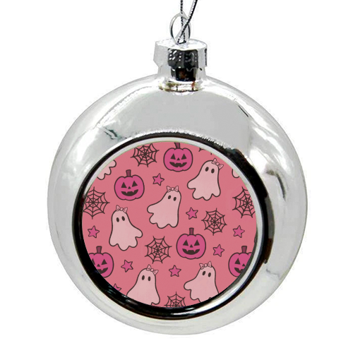 Pink Halloween pattern - colourful christmas bauble by Giddy Kipper