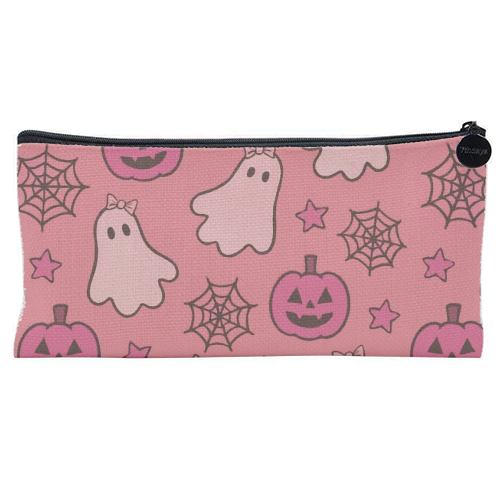 Pink Halloween pattern - flat pencil case by Giddy Kipper