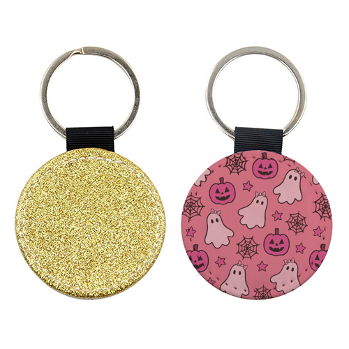 Pink Halloween pattern - keyring by Giddy Kipper