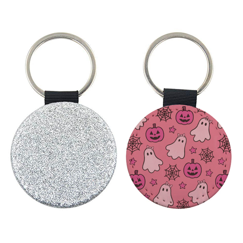 Pink Halloween pattern - keyring by Giddy Kipper