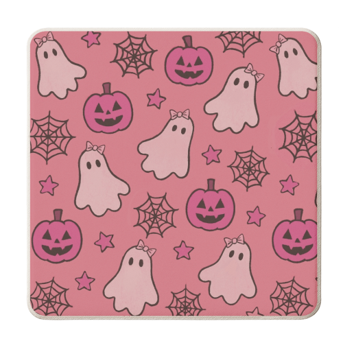 Pink Halloween pattern - personalised beer coaster by Giddy Kipper