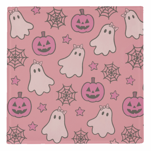 Pink Halloween pattern - personalised beer coaster by Giddy Kipper