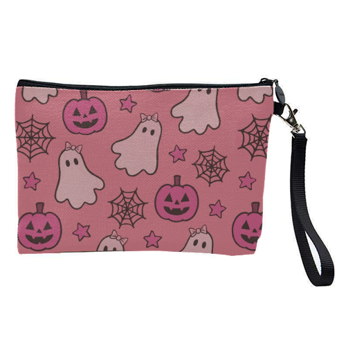 Pink Halloween pattern - pretty makeup bag by Giddy Kipper