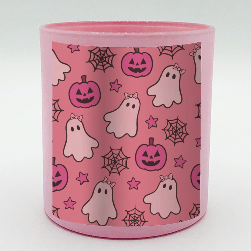 Pink Halloween pattern - scented candle by Giddy Kipper