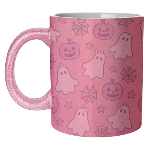 Pink Halloween pattern - unique mug by Giddy Kipper