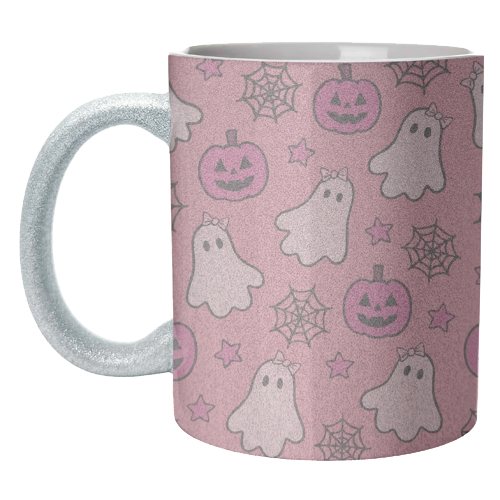 Pink Halloween pattern - unique mug by Giddy Kipper