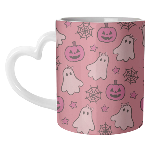 Pink Halloween pattern - unique mug by Giddy Kipper