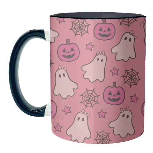 Pink Halloween pattern - unique mug by Giddy Kipper
