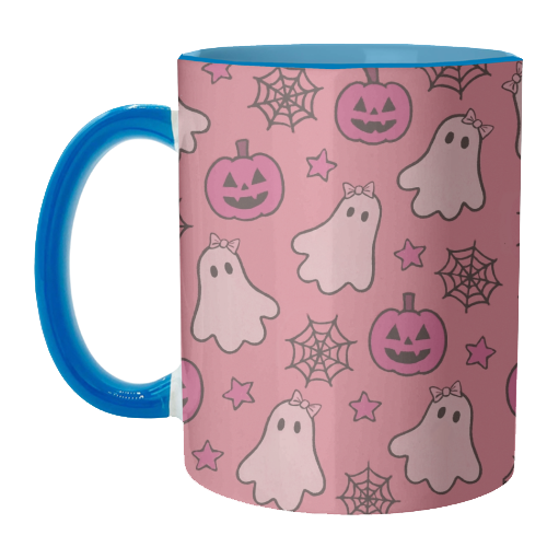 Pink Halloween pattern - unique mug by Giddy Kipper