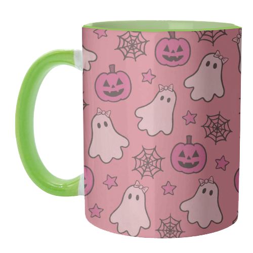 Pink Halloween pattern - unique mug by Giddy Kipper