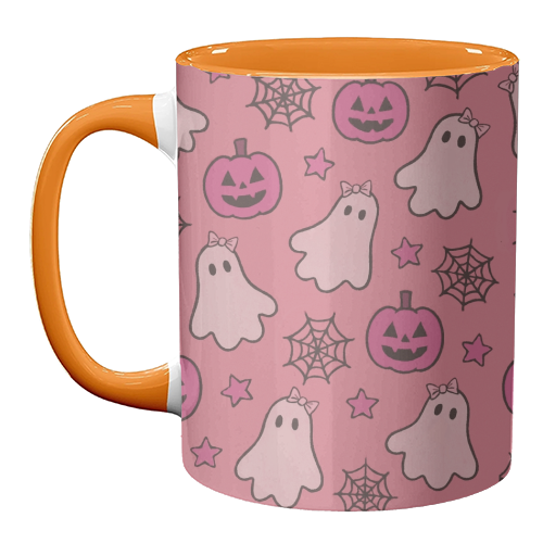 Pink Halloween pattern - unique mug by Giddy Kipper
