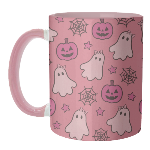 Pink Halloween pattern - unique mug by Giddy Kipper