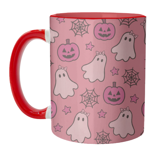 Pink Halloween pattern - unique mug by Giddy Kipper