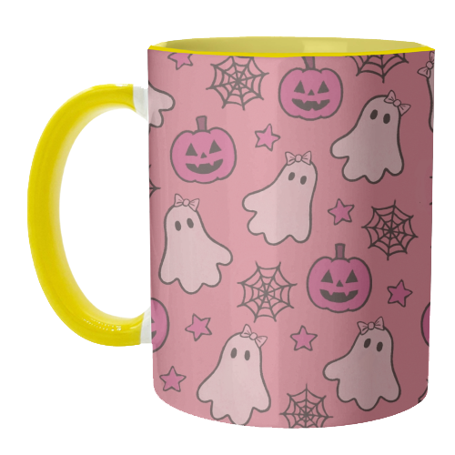 Pink Halloween pattern - unique mug by Giddy Kipper