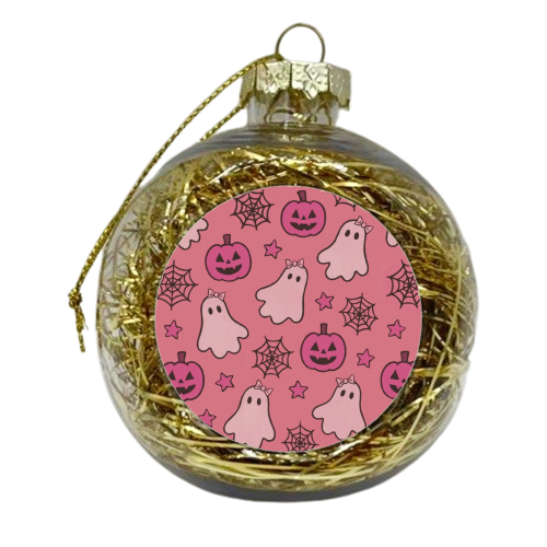 Pink Halloween pattern - xmas bauble by Giddy Kipper