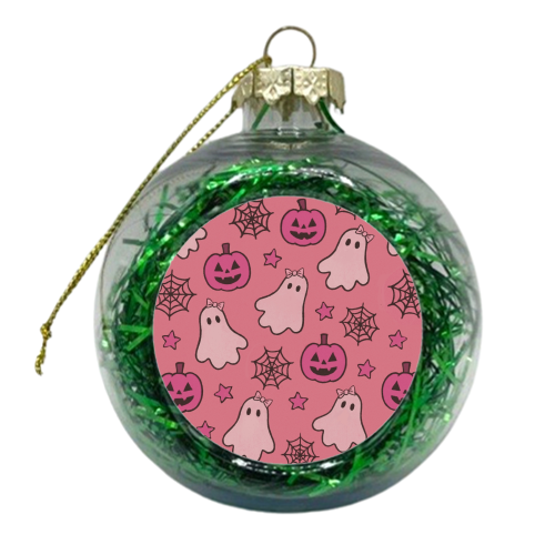 Pink Halloween pattern - xmas bauble by Giddy Kipper